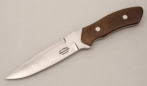 A.B. Schaller Model 93 Fighter with Green Canvas Micarta Scales handle material - Obverse Side - Item #KLC14729