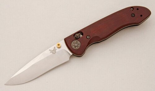 Benchmade Knives 698-1901 Foray Limited with Burgundy Micarta Scales handle material - Obverse Side - Item #KLC14742