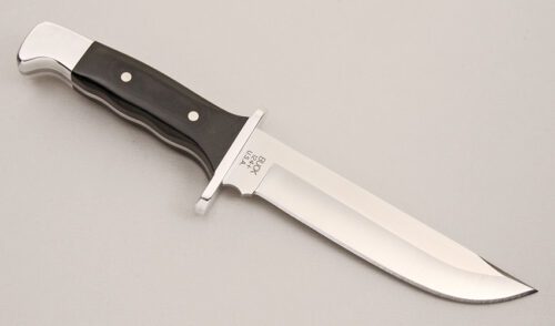 Buck Knives 124 Frontiersman with Black Micarta Scales handle material - Obverse Side - Item #KLC14755