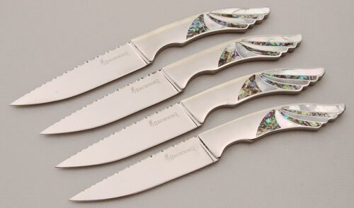 Browning Knives 4-PC Steak Knife Set with Stainless Steel handle material - Obverse Side - Item #KLC14756