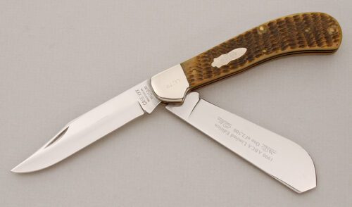 Case Cutlery 1990 ABCA Limited Folder with Green Jigged Bone Scales handle material - Obverse Side - Item #KLC14773
