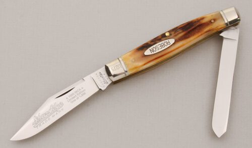 Robeson Knives Schuredge 1995 IBCA Trapper with Stag Scales handle material - Obverse Side - Item #KLC14774