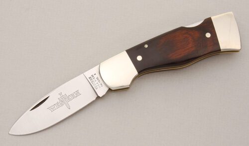 Western Cutlery S-532 Lockback with Laminated Wood Scales handle material - Obverse Side - Item #KLC14781