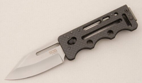 Sog Knives Ultra C-TI with Carbon Fiber Frame handle material - Obverse Side - Item #KLC14786