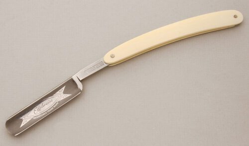 Boker Knives Edelweiss Straight Razor with Ivory Elforin Handle handle material - Obverse Side - Item #KLC14787