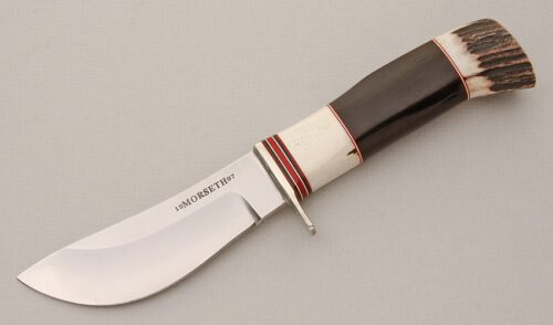 Morseth Knives Model 4 Upswept Skinner with Ebony Wood Handle handle material - Obverse Side - Item #KLC14791