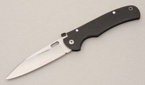 A.G. Russell K95C Airweight One-Hand Knife with Black Rucarta Frame handle material - Obverse Side - Item #KLC14808