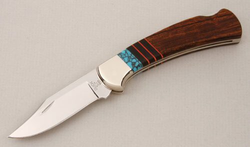 Buck Knives Legacy 112 Ranger Limited with Ironwood Scales handle material - Obverse Side - Item #KLC14828