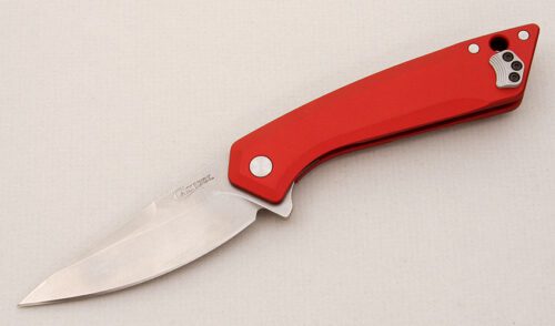 Case Cutlery Southern Grind Folder with Red Anodized Aluminum Frame handle material - Obverse Side - Item #KLC14836