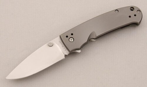 A.G. Russell Titanium Frame-Lock with Titanium Frame handle material - Obverse Side - Item #KLC14838