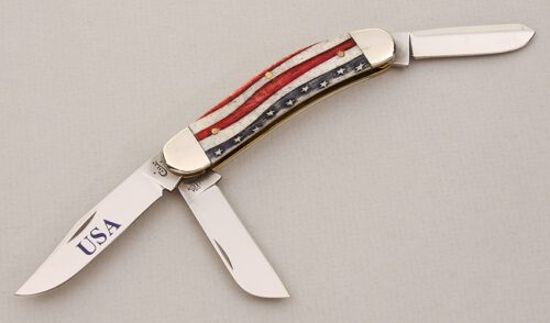 Case Cutlery Star Spangled Sowbelly with Natural Bone Scales handle material - Obverse Side - Item #KLC14843