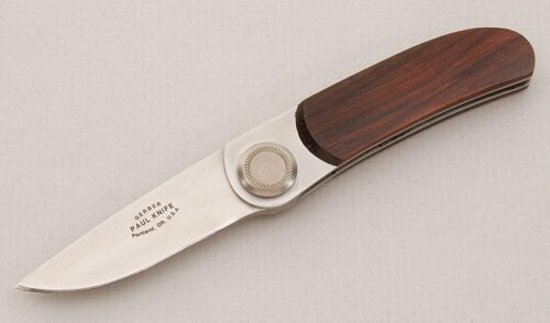Gerber Knives Model 2PW Paul Knife with Cocobolo Wood Scales handle material - Obverse Side - Item #KLC14846