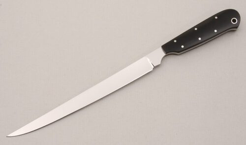 Al Eaton Filet Knife with Black Micarta Scales handle material - Obverse Side - Item #KLC14847