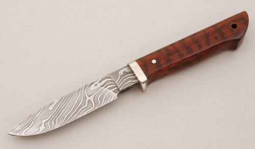 Brad Rutherford Damascus Hunter with Snakewood Handle handle material - Obverse Side - Item #KLC14848