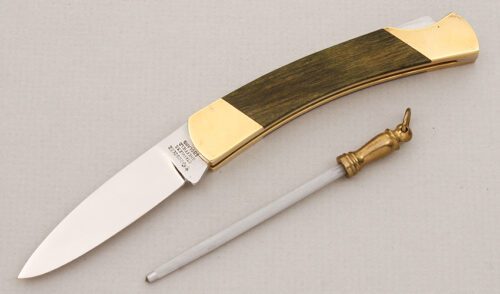 Joseph Rodgers & Sons Lockback & Honing Rod with Smooth Green Bone Scales handle material - Obverse Side - Item #KLC14859