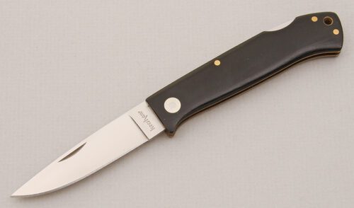 Kershaw Knives Model 1993-2 Gents Hunter with Black Linen Micarta Scales handle material - Obverse Side - Item #KLC14864