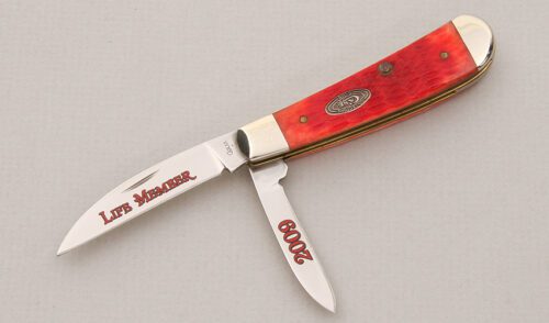 Case Cutlery 2009 Annual Case Club Knife with Red Jigged Bone Scales handle material - Obverse Side - Item #KLC14866