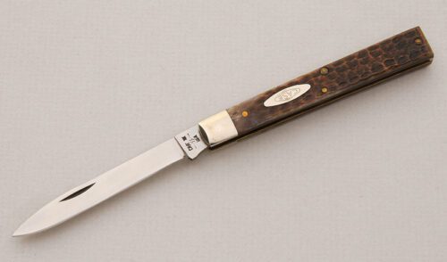 Case Cutlery 6185 Doctors Knife with Brown Jigged Bone Scales handle material - Obverse Side - Item #KLC14867