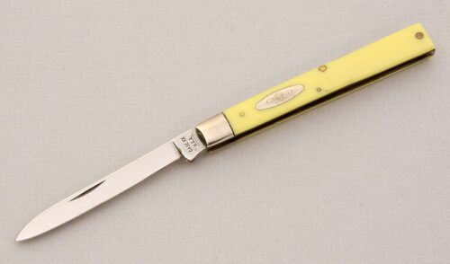 Case Cutlery 3185 Doctors Knife with Yellow Delrin Scales handle material - Obverse Side - Item #KLC14869