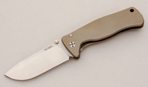 LionSteel SR2 Folder with Fluted Titanium Frame handle material - Obverse Side - Item #KLC14880