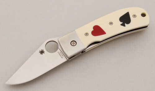 Spyderco Knives One Eyed Jack with Ivory Micarta Scales handle material - Obverse Side - Item #KLC14882