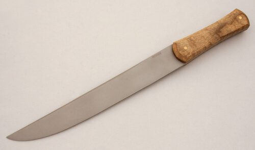 James Scroggs Tactical Tanto with Oregon Myrtle Wood Scales handle material - Obverse Side - Item #KLC14885