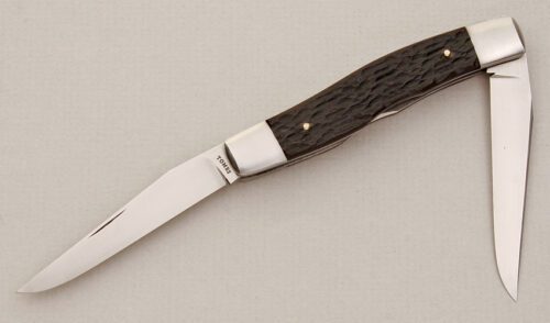 P.J. Tomes Custom Muskrat with Brown Jigged Bone Scales handle material - Obverse Side - Item #KLC14887