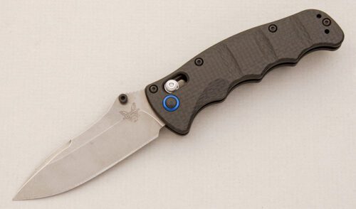 Benchmade Knives 484-1 Nakamura Axis with Carbon Fiber Scales handle material - Obverse Side - Item #KLC14890