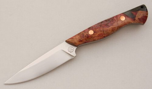 Andreas Kalani Hegan Hunter with Dyed Maple Burl Wood Scales handle material - Obverse Side - Item #KLC14896