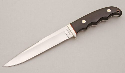 A.G. Russell Camp Knife with Ebony Wood Scales handle material - Obverse Side - Item #KLC14905