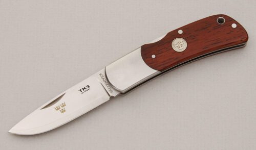 Fallkniven Knives TK3 Lockback with Cocobolo Scales handle material - Obverse Side - Item #KLC14909
