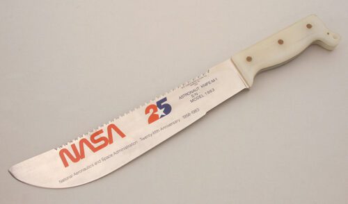 Case Cutlery 25th Anniversary M-1 Machete with White Polypropylene Scales handle material - Obverse Side - Item #KLC14929
