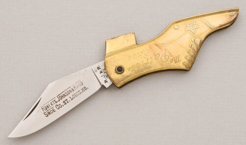 Kastor Cutlery Co. Advertising Knife with Brass Frame handle material - Obverse Side - Item #KLC14935