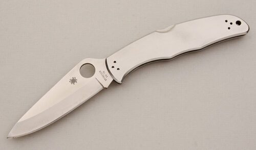 Spyderco Knives Endura 4 with Stainless Steel Frame handle material - Obverse Side - Item #KLC14945