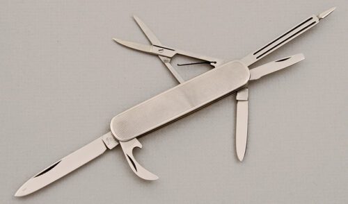 Hen & Rooster Gents Utility Folder with Stainless Frame handle material - Obverse Side - Item #KLC14954
