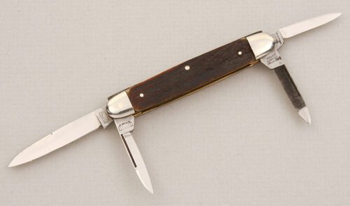 Bruckmann Knives Four Blade Lobster with Stag Scales handle material - Obverse Side - Item #KLC14955