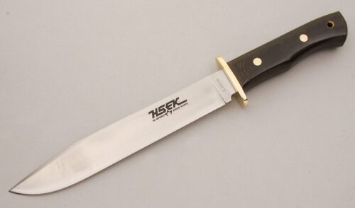 G. Sakai Cutlery Hi-Speed Edge Knife Bowie with Black Micarta Handle handle material - Obverse Side - Item #KLC14958