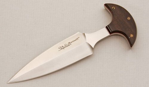 A.G. Russell Shopmade Large Push Dagger with Ebony Wood Scales handle material - Obverse Side - Item #KLC14959