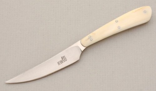 Arno Bernard Small Fixed Blade with Warthog Tusk Scales handle material - Obverse Side - Item #KLC14960