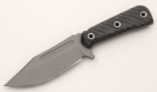 RMJ Tactical Knives UCAP Fighter with Black Machined G-10 Scales handle material - Obverse Side - Item #KLC14972