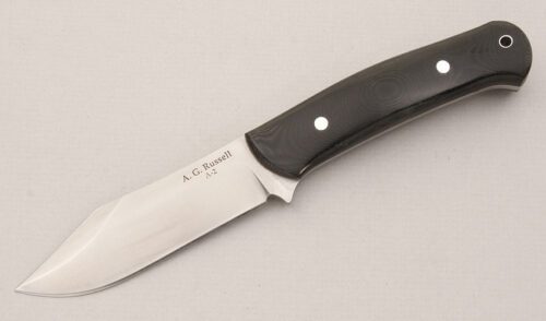 A.G. Russell Prototype Hunter with Black Linen Micart Scales handle material - Obverse Side - Item #KLC14977