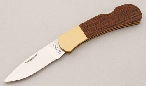 Gerber Knives Lockback with Walnut Wood Scales handle material - Obverse Side - Item #KLC14979