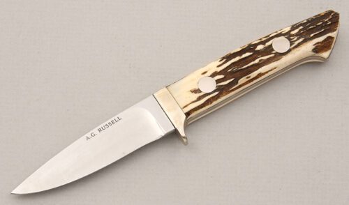 A.G. Russell L.L. 80th Anniversary Hunter with Stag Scales handle material - Obverse Side - Item #KLC14987