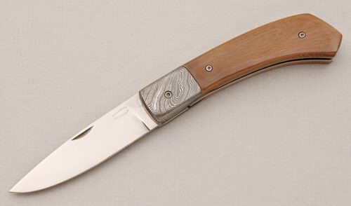 Wayne Anderson Linerlock with Fossil Ivory Scales handle material - Obverse Side - Item #KLC14990