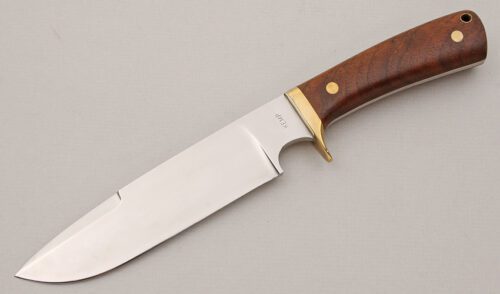 John Kemp U.S. Army Armor School Knife with Exotic Wood Scales handle material - Obverse Side - Item #KLC14991