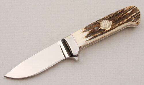 Canal Street Cutlery D'Holder Drop Point Hunter with India Stag Scales handle material - Obverse Side - Item #KLC15014