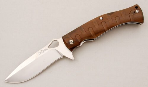 Fox Cutlery Citadel Deimos Folder with Wood Ziricote Scales handle material - Obverse Side - Item #KLC15026