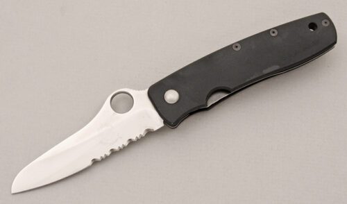 Spyderco Knives C15 Terzuola Liner Lock with Black Aluminum Frame handle material - Obverse Side - Item #KLC15039
