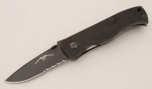 Emerson Knives CQC-7 A-BT Drop Point with Black G-10 Scales handle material - Obverse Side - Item #KLC15041