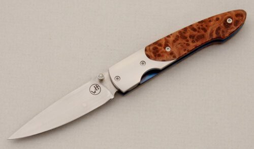 William Henry Knives White10-RB Linerlock Folder with Rosewood Burl Scales handle material - Obverse Side - Item #KLC15042